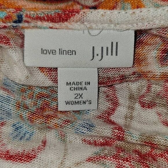 J Jill Love Linen Womens Floral Sleeveless Twist Front‎ Top Blouse 2X - Picture 5 of 6